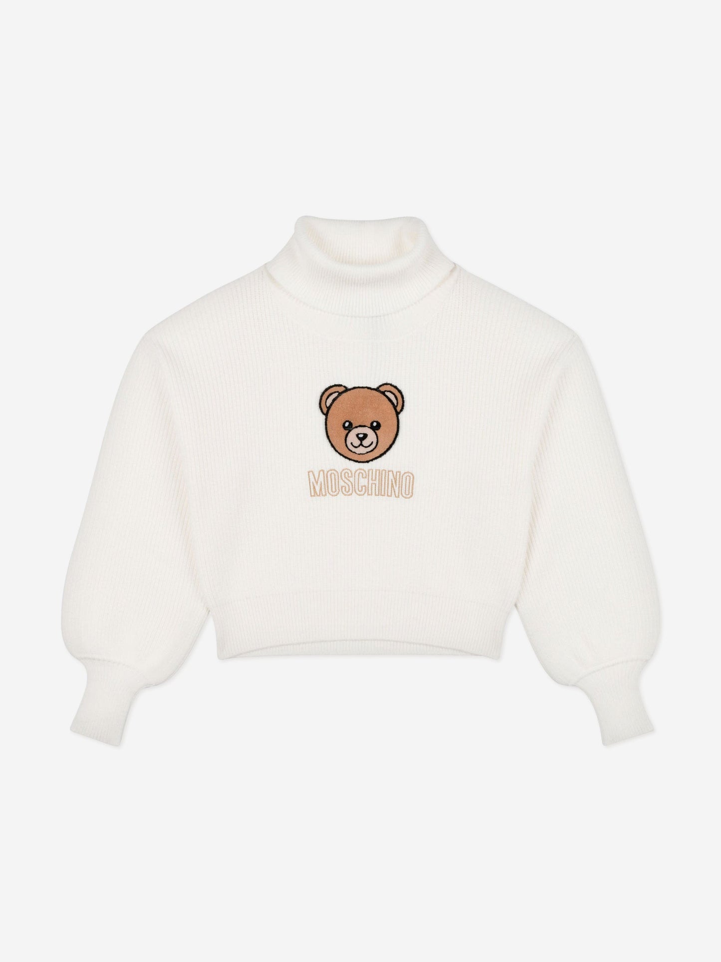 Moschino Girls Bear Logo Jumper in Ivory