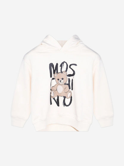 Moschino Kids Teddy Bear Logo Hoodie in Ivory