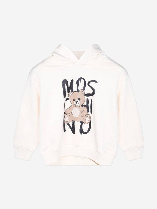 Moschino Kids Teddy Bear Logo Hoodie in Ivory