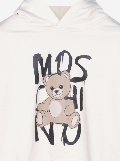 Moschino Kids Teddy Bear Logo Hoodie in Ivory