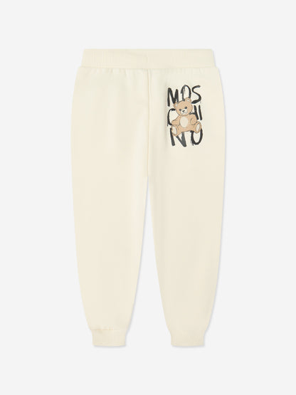 Moschino Kids Teddy Bear Logo Joggers in Ivory