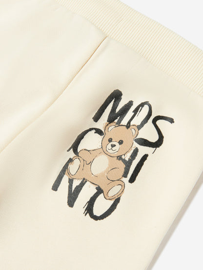 Moschino Kids Teddy Bear Logo Joggers in Ivory