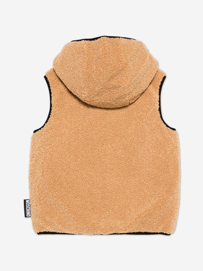 Moschino Kids Teddy Fleece Gilet in Brown