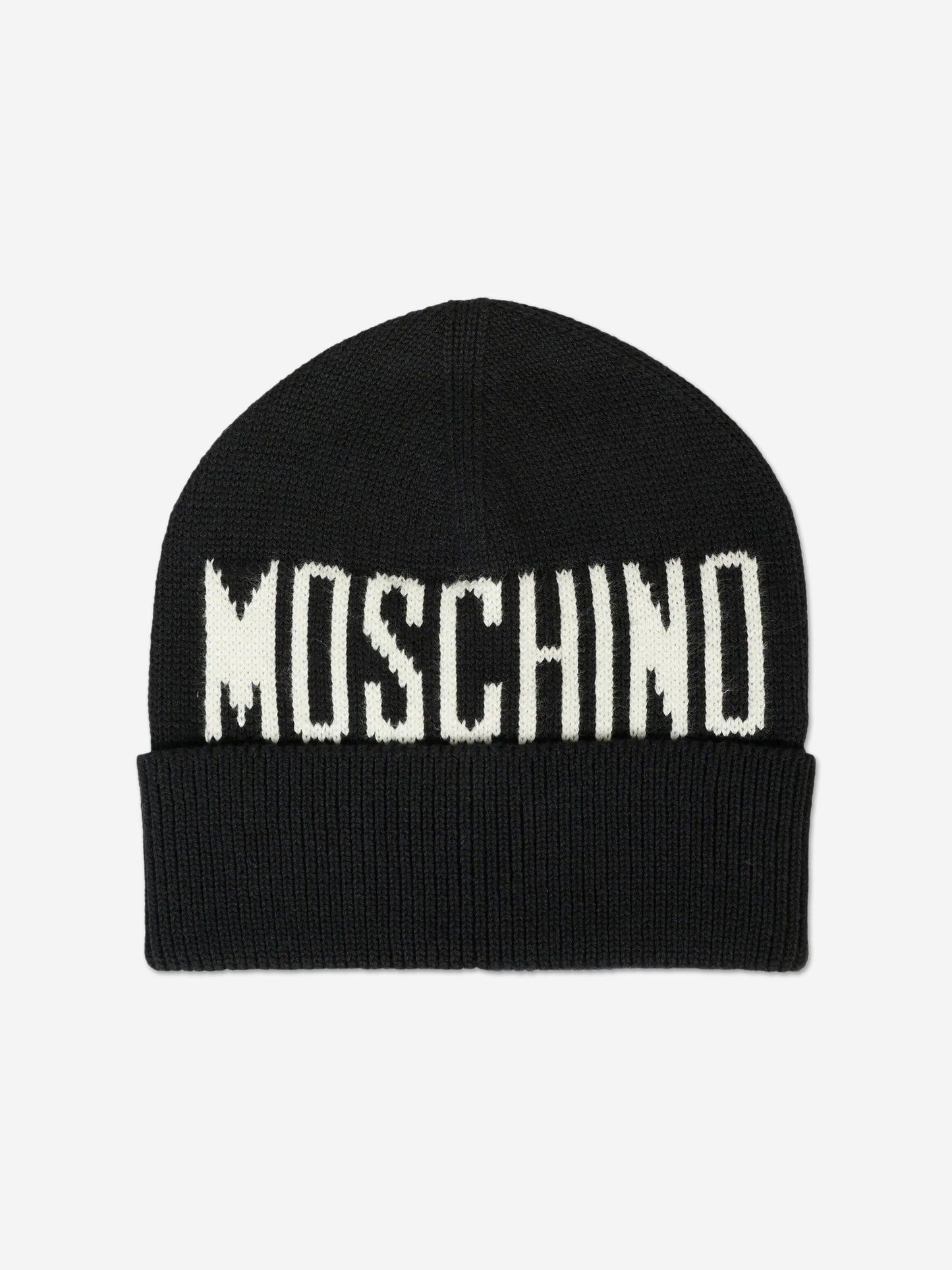 Moschino Kids Logo Beanie Hat in Black
