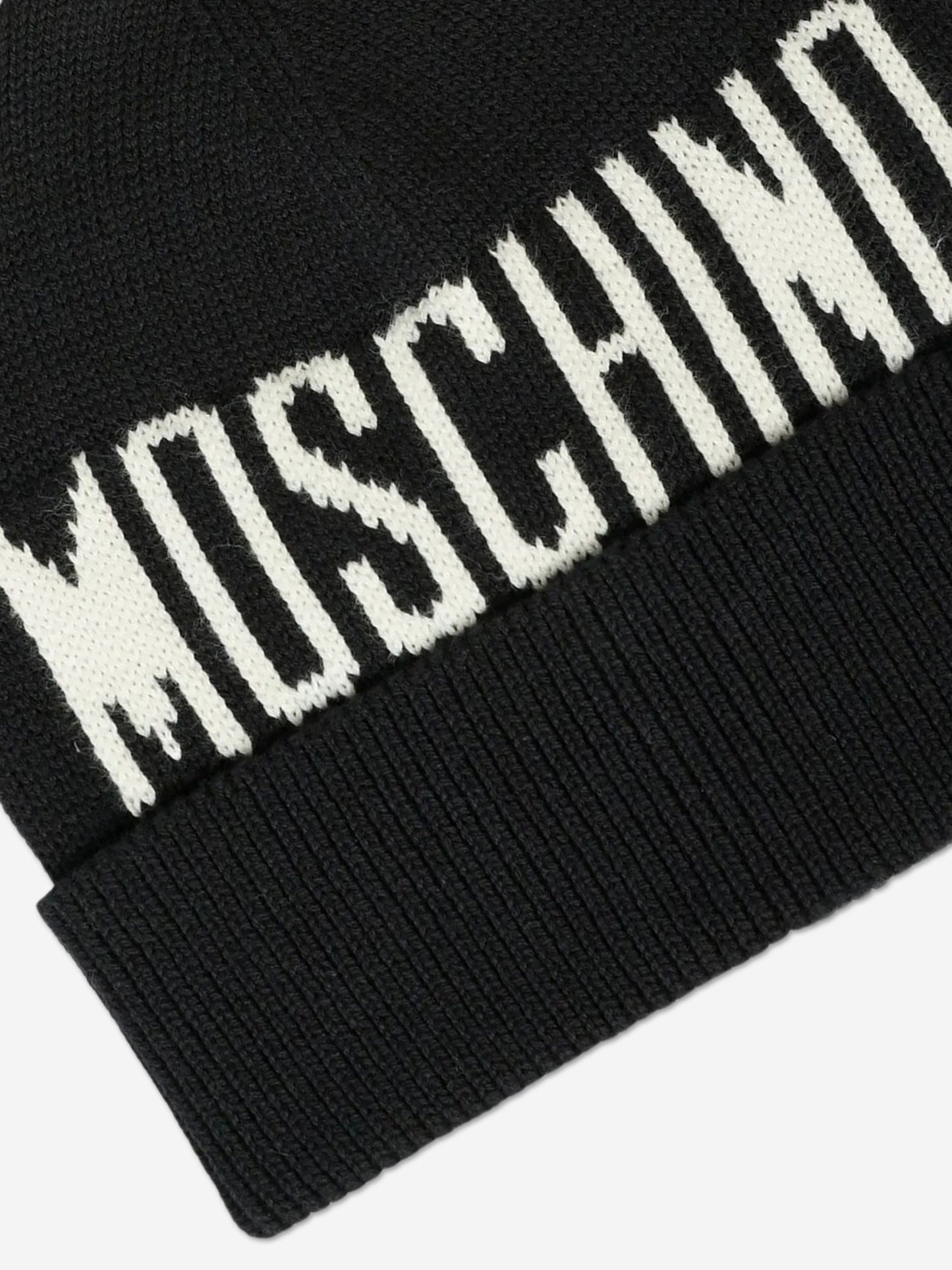 Moschino Kids Logo Beanie Hat in Black