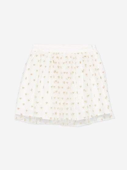 Moschino Girls Hearts Skirt in Ivory