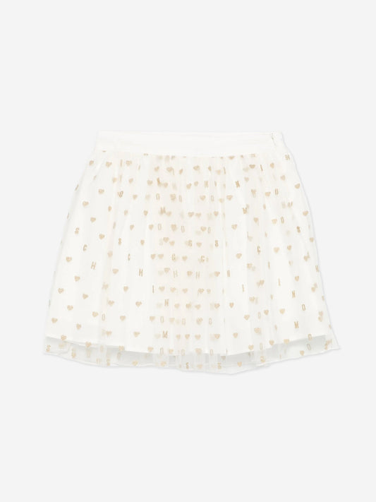 Moschino Girls Hearts Skirt in Ivory