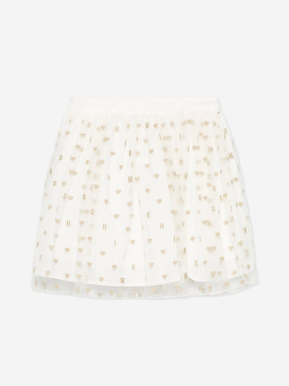 Moschino Girls Hearts Skirt in Ivory