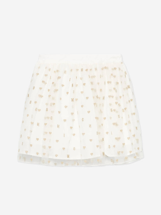 Moschino Girls Hearts Skirt in Ivory