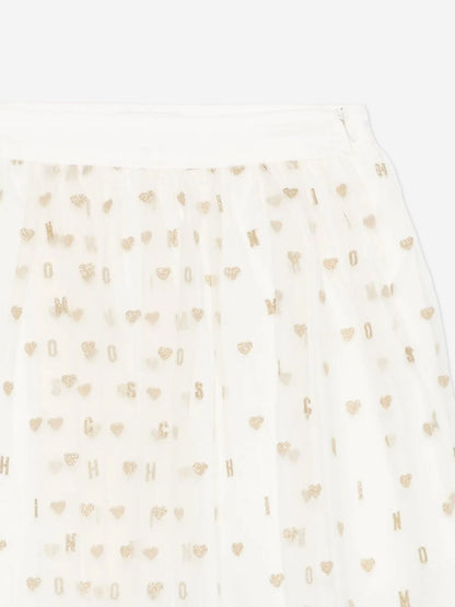 Moschino Girls Hearts Skirt in Ivory