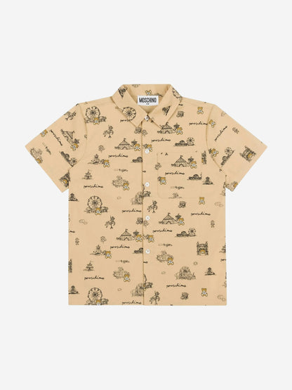 Moschino Boys Circus Print Shirt in Beige