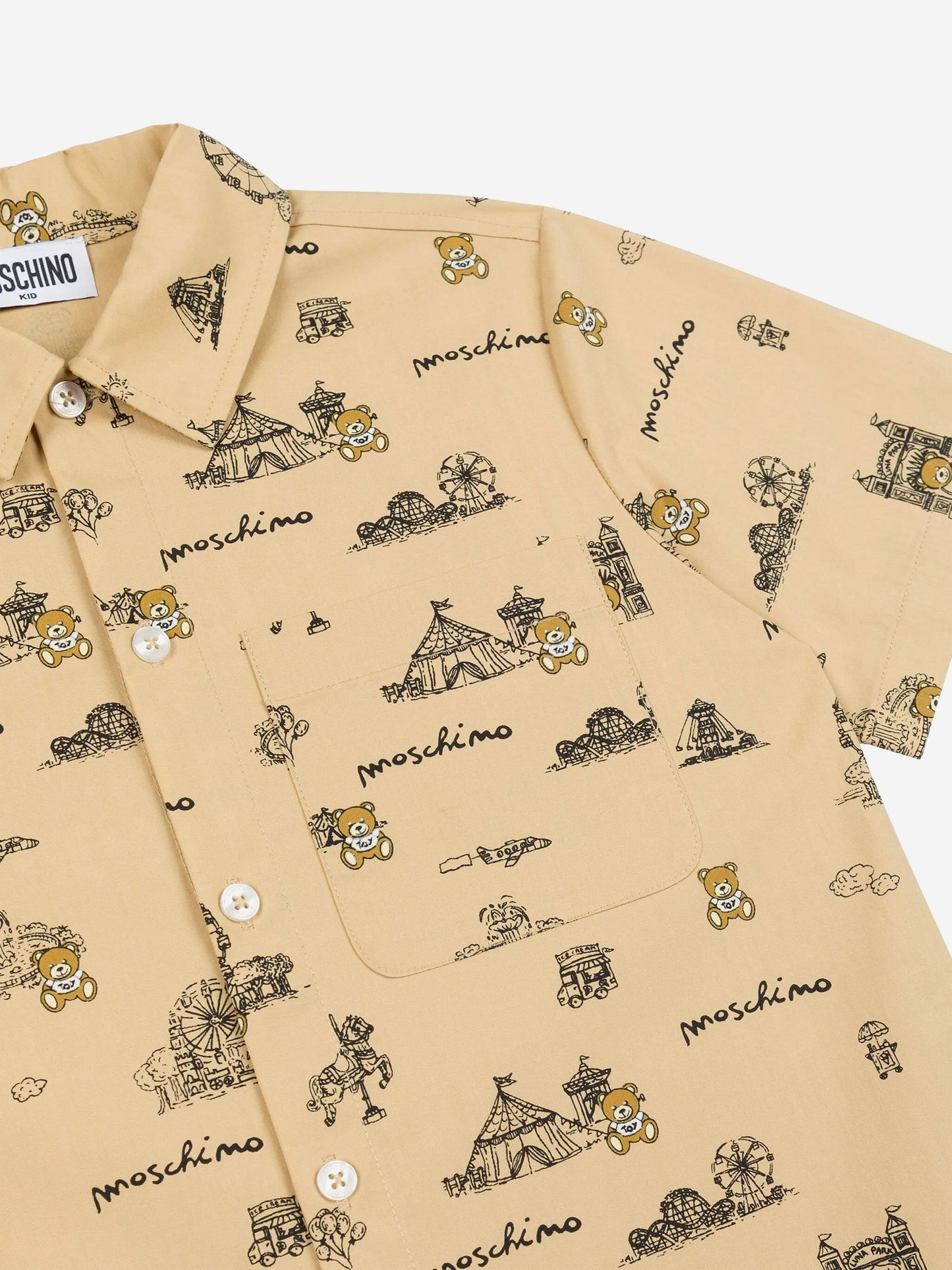 Moschino Boys Circus Print Shirt in Beige