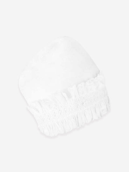 Sarah Louise Baby Girls Cotton Bonnet in White