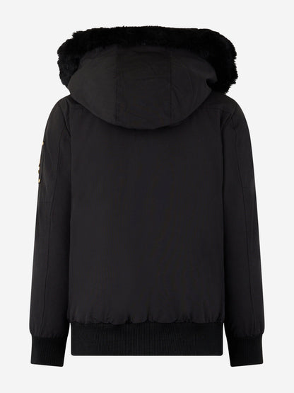 Moose Knuckles Kids Down Padded Bomber Jacket in Black