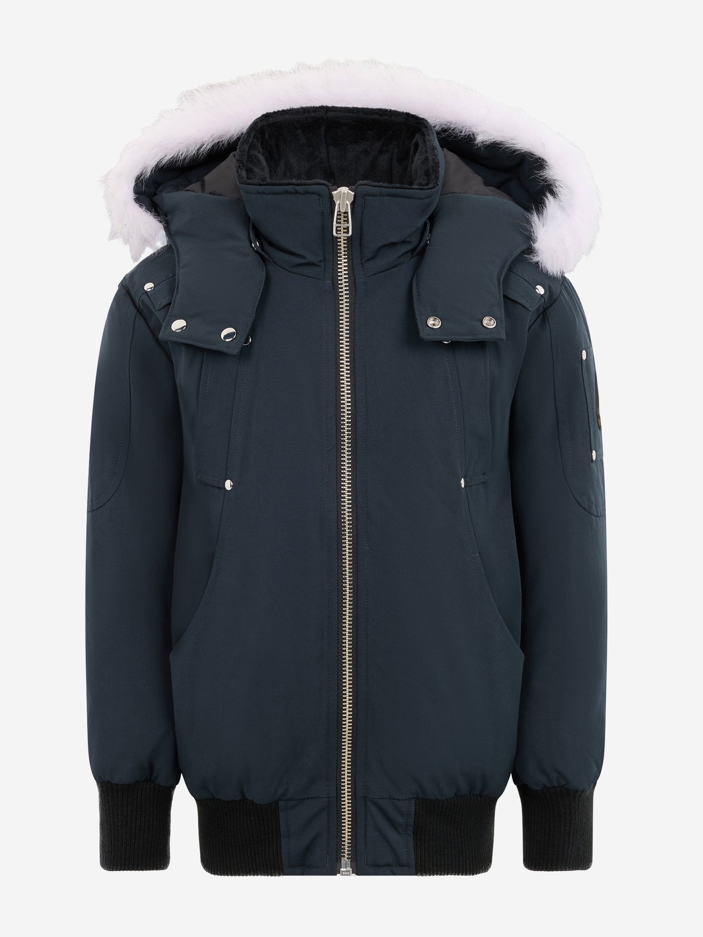 Moose Knuckles Kids Down Padded Bomber Jacket in Navy