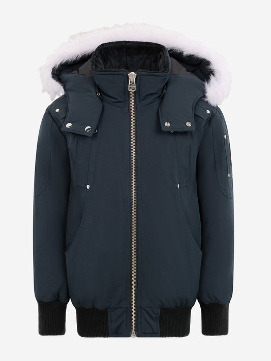 Moose Knuckles Kids Down Padded Bomber Jacket in Navy