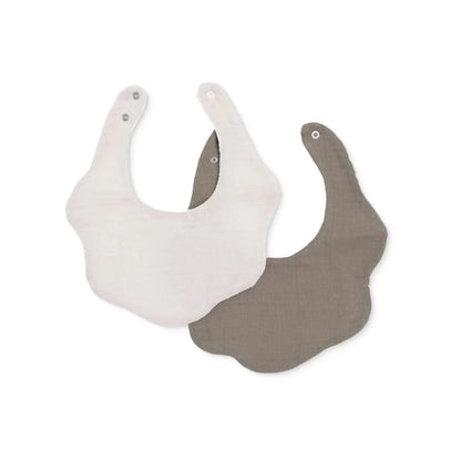 Messy Duck Muslin Petal Baby Bib Pack of 2 - Cream & Taupe