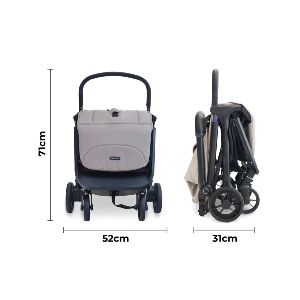 My Babiie MBX7 Auto-Fold Compact Stroller - Camel