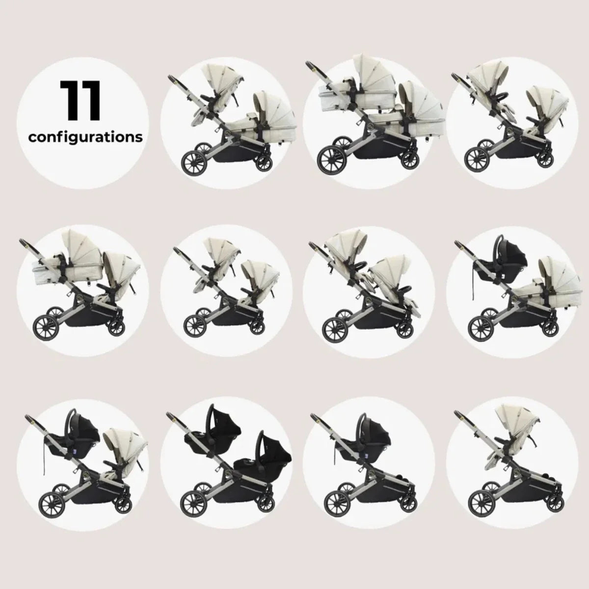 My Babiie MB33 Twin Travel System - Ivory