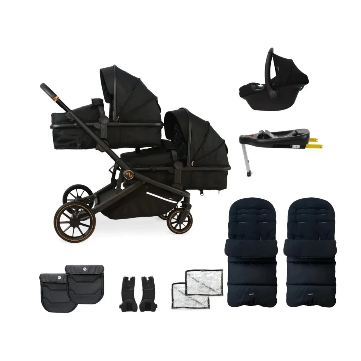 My Babiie MB33 Twin Travel System - Black Leopard