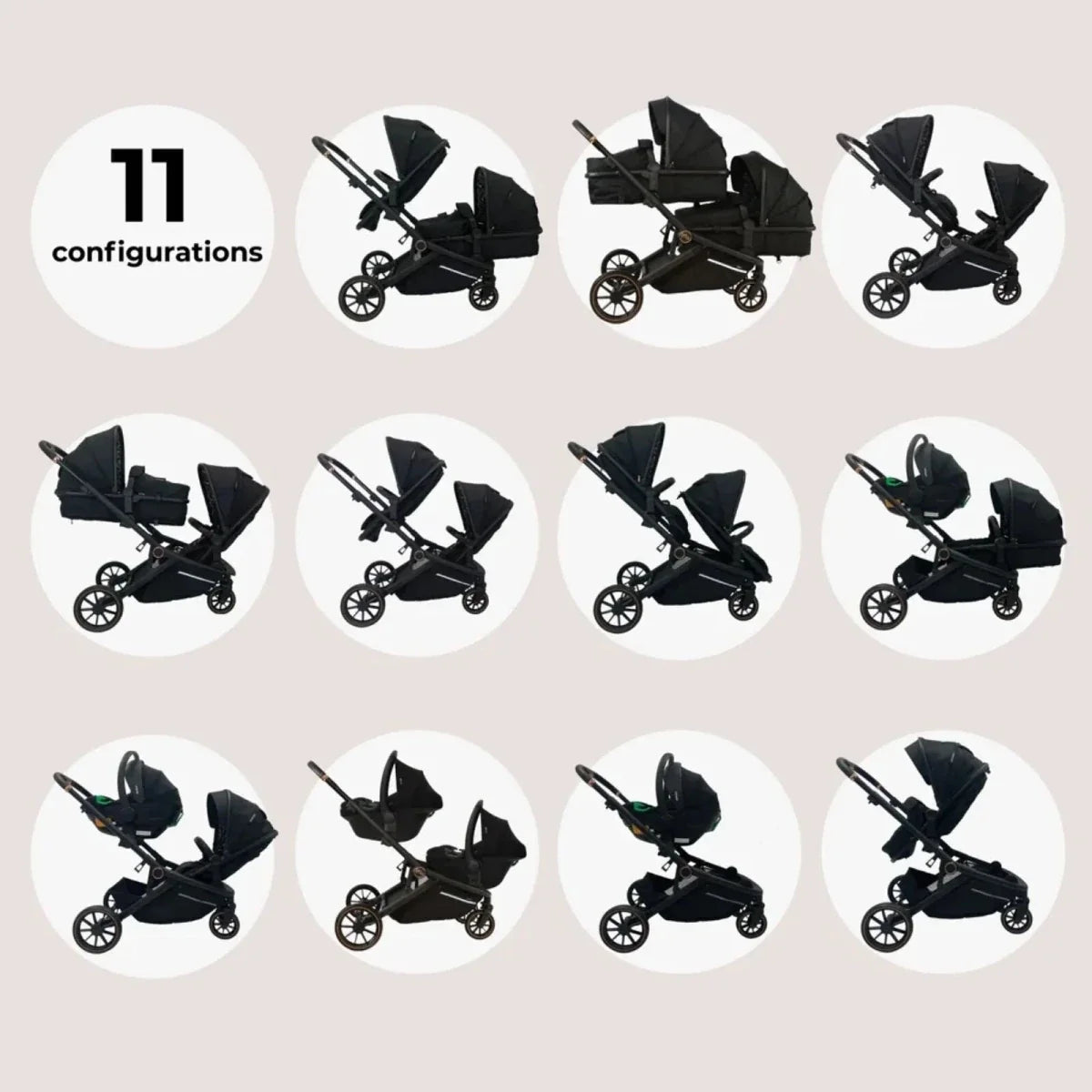 My Babiie MB33 Twin Travel System - Black Leopard