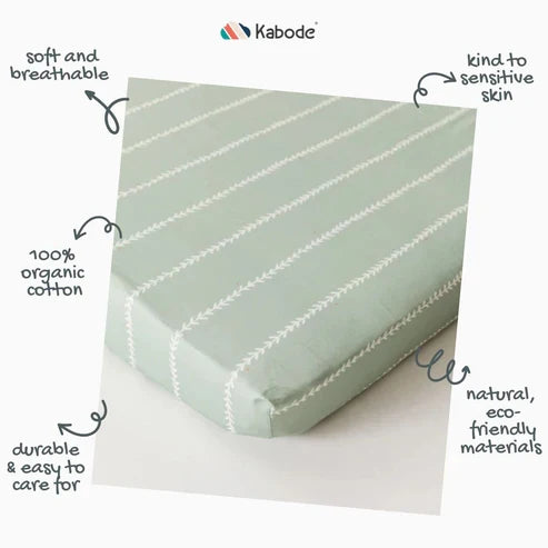 Kabode - Organic Cot Bed Fitted Sheet - Vine Mint