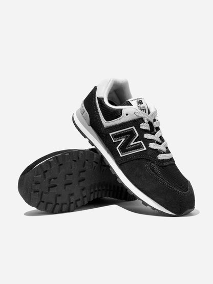 New Balance Kids 574 Lace Up Logo Trainers in Black
