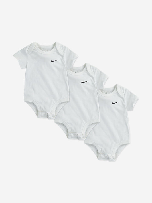 Nike Baby Boys 3 Pack Swoosh Bodysuit Set in White