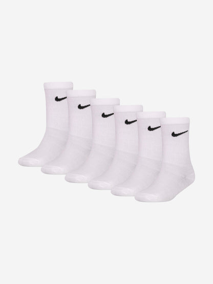 Nike Kids Basic Crew 6 Pack Socks Set in White