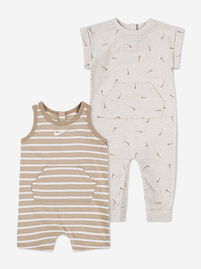 Nike Baby Essentials 2 Pack Romper Set in Beige