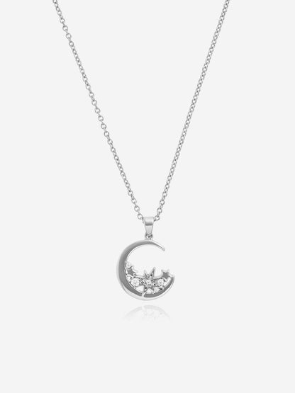 Olivia Burton Celestial Cluster Moon Necklace in Silver (457mm)