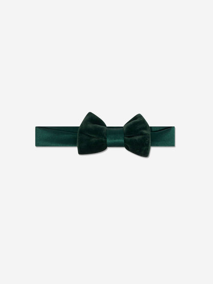 Patachou Boys Velvet Bow Tie in Green