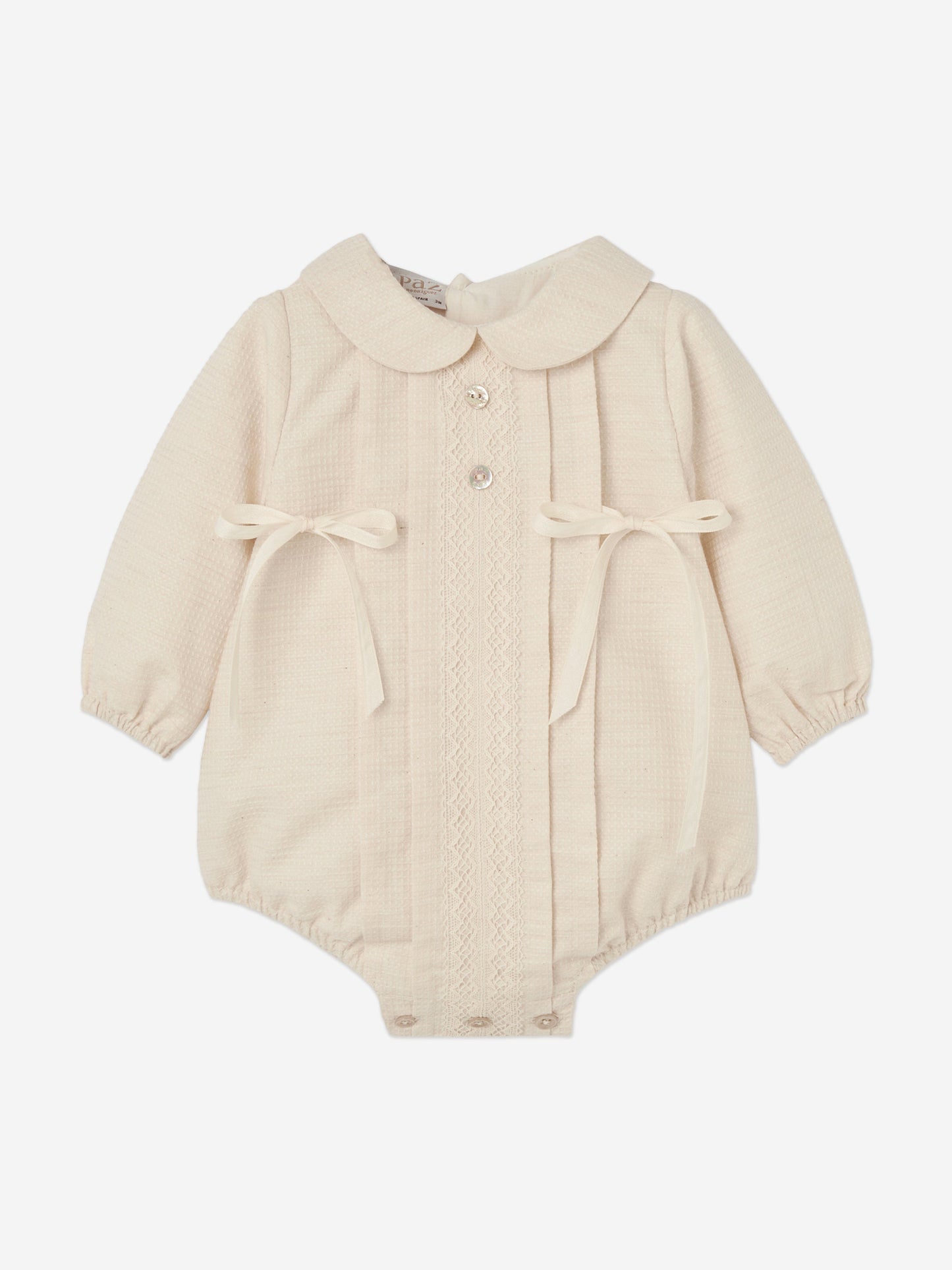 Paz Rodriguez Baby Girls Cotton Romper in Beige
