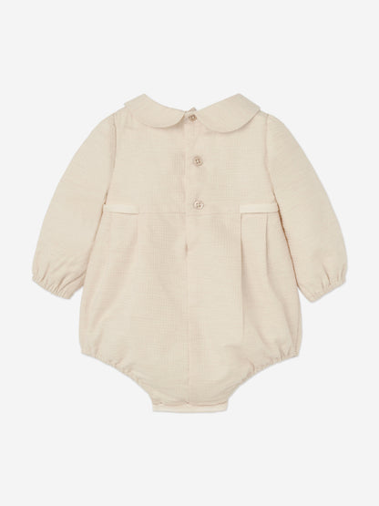 Paz Rodriguez Baby Girls Cotton Romper in Beige