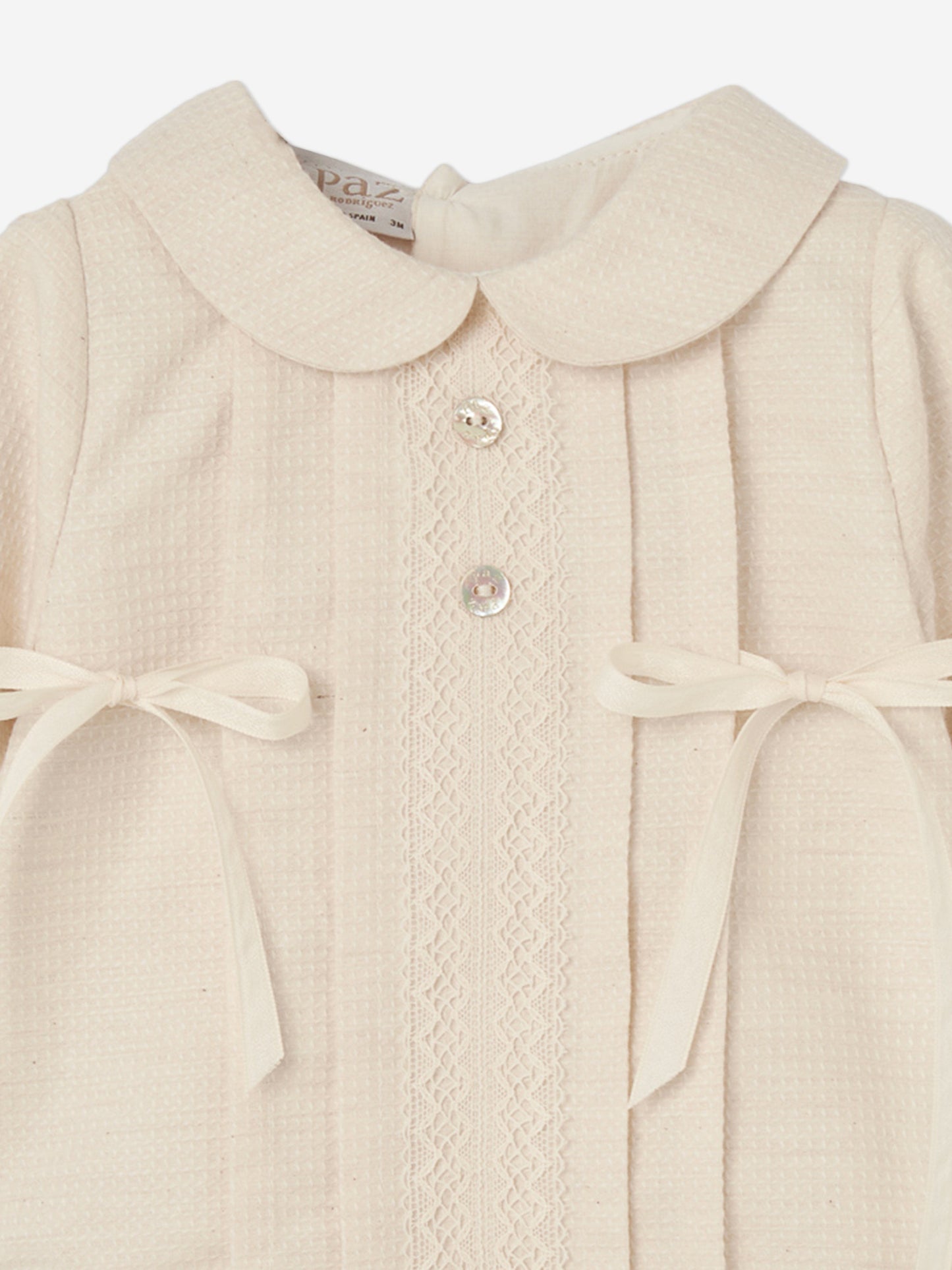 Paz Rodriguez Baby Girls Cotton Romper in Beige