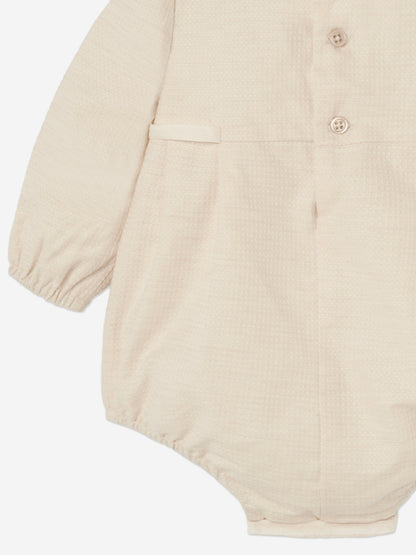 Paz Rodriguez Baby Girls Cotton Romper in Beige