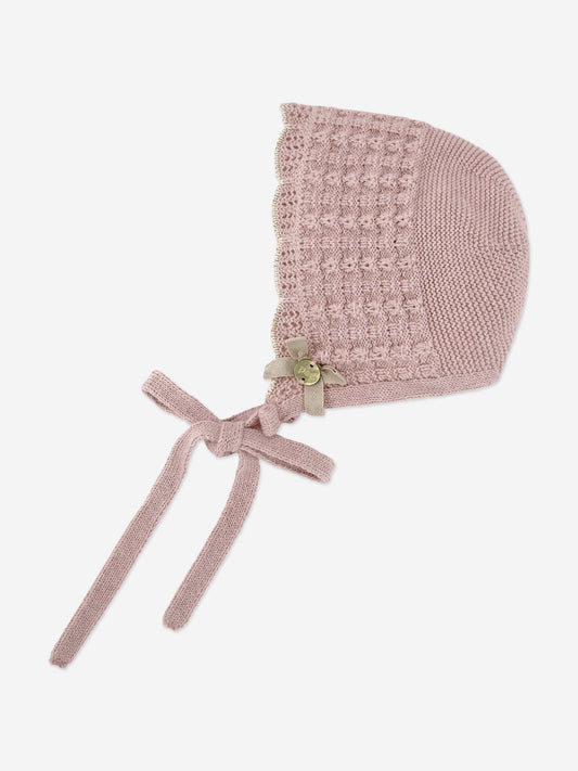 Paz Rodriguez Baby Girls Knitted Bonnet in Pink