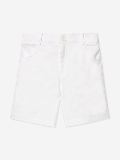 Paz Rodriguez Boys Cotton Shorts in White