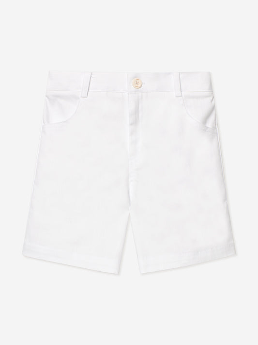 Paz Rodriguez Boys Cotton Shorts in White