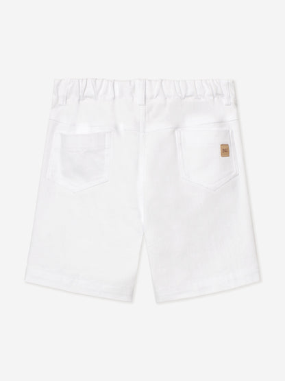 Paz Rodriguez Boys Cotton Shorts in White