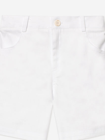 Paz Rodriguez Boys Cotton Shorts in White