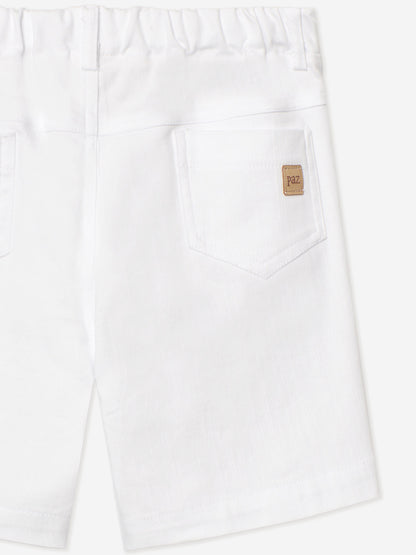 Paz Rodriguez Boys Cotton Shorts in White