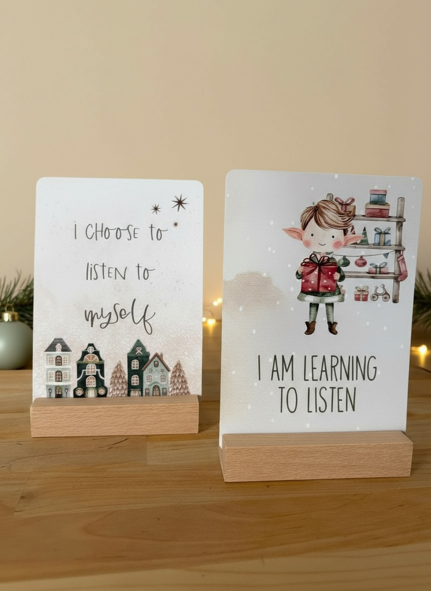 Duo de cartes d'affirmation festive (adulte et enfant)