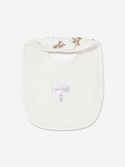 Rachel Riley Baby Fawn Bib in White