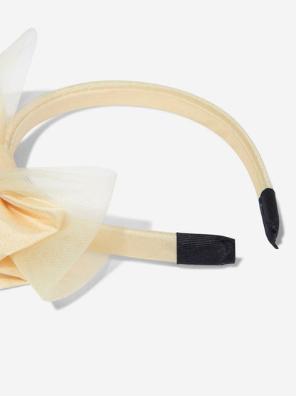 Rachel Riley Girls Tulle Bow Headband in Yellow