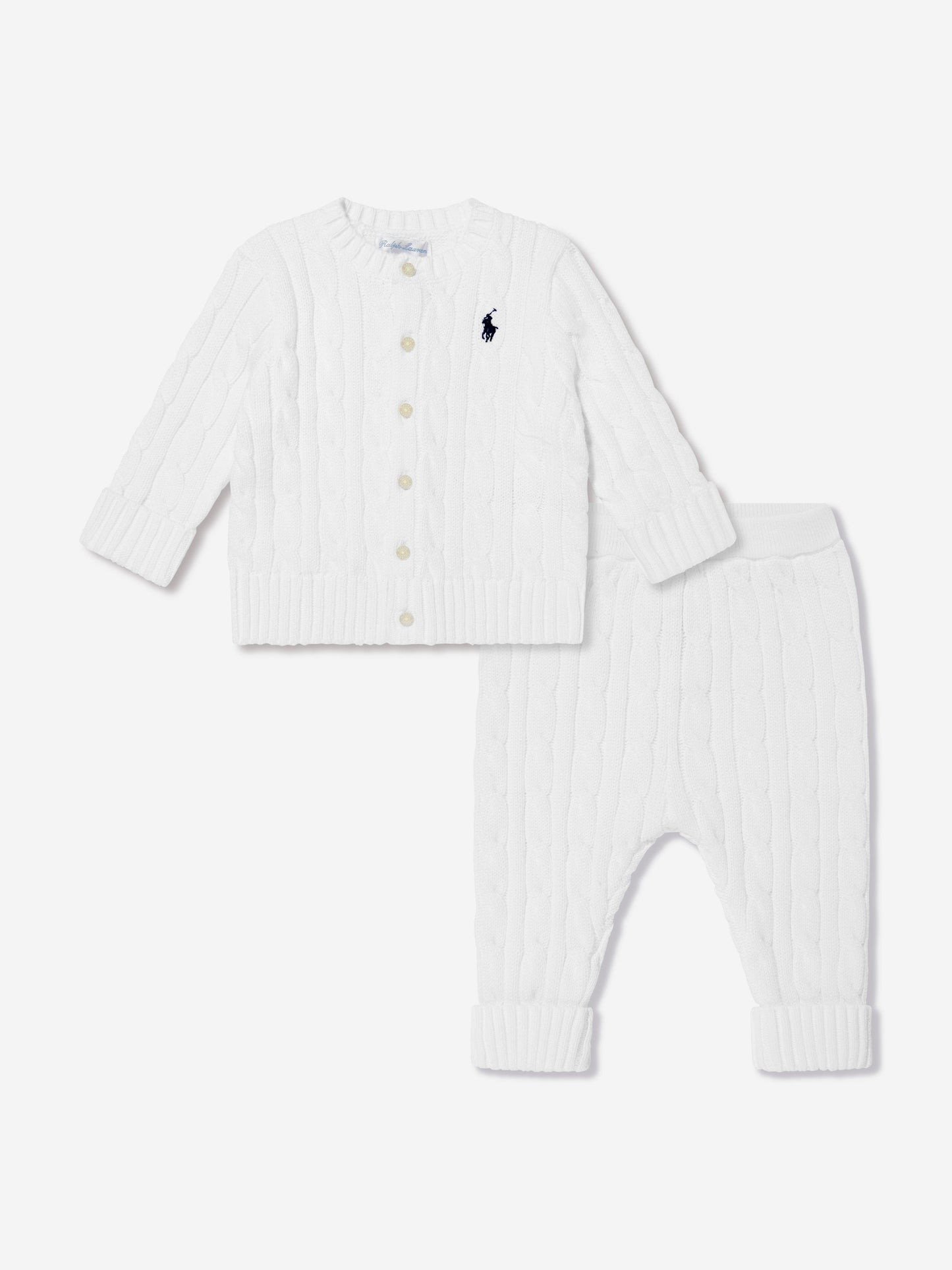 Ralph Lauren Baby Boys Cotton Trouser Set in White