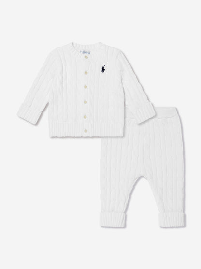 Ralph Lauren Baby Boys Cotton Trouser Set in White