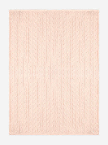 Ralph Lauren Baby Girls Cotton Cable Knit Blanket in Pink (101cm)