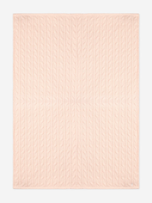 Ralph Lauren Baby Girls Cotton Cable Knit Blanket in Pink (101cm)