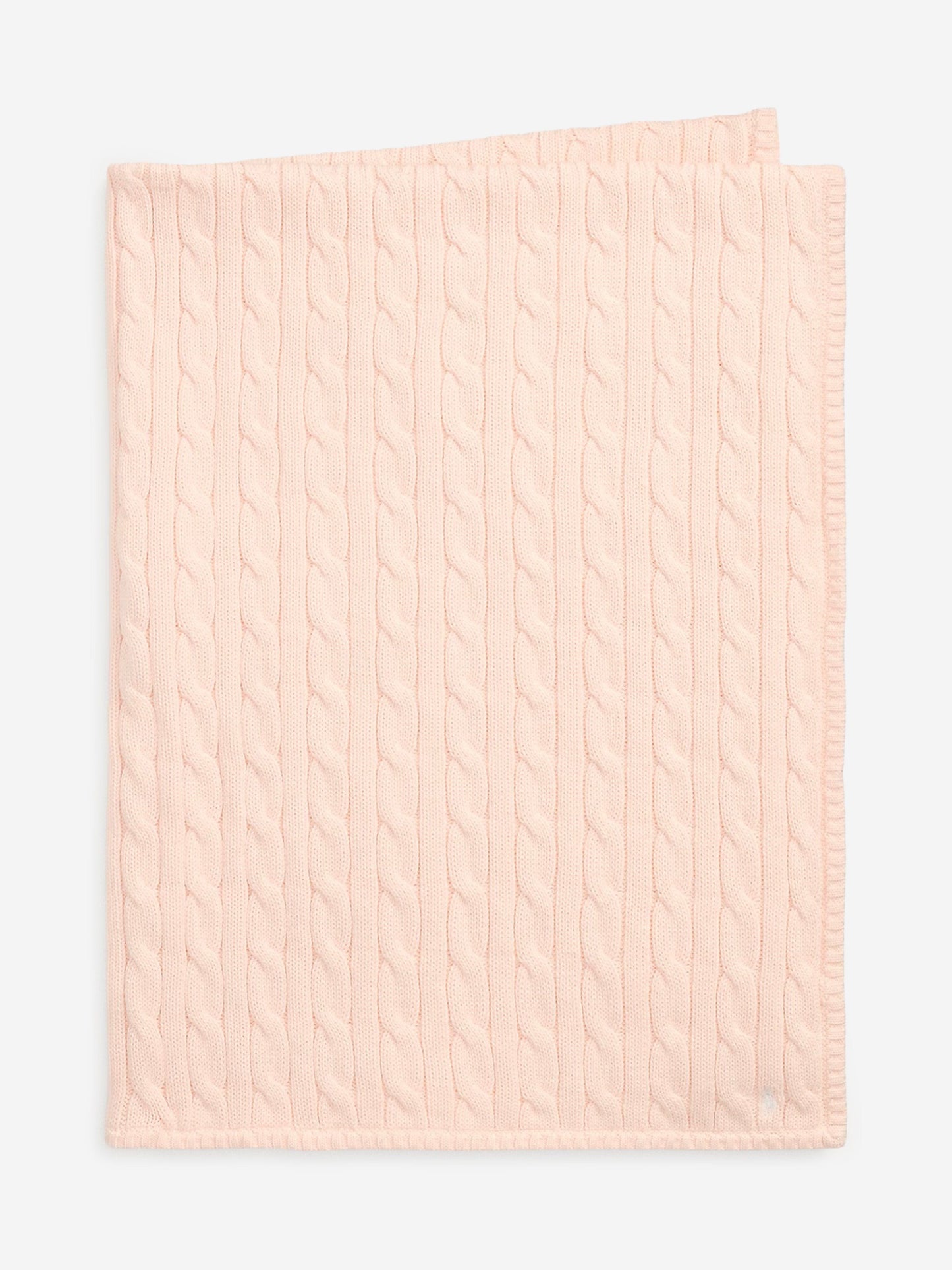 Ralph Lauren Baby Girls Cotton Cable Knit Blanket in Pink (101cm)
